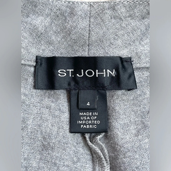 St. John Pants Size 4 Gray Trouser Sltraight Leg Wool Blend mid rise pockets - Picture 10 of 11